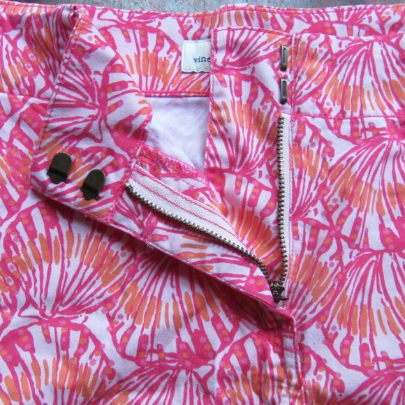 NAUTICAL BEACH SCALLOP SHELL SHORTS-BRIGHT PINK & ORANGE-STRETCH-MINT COND - Picture 5 of 8